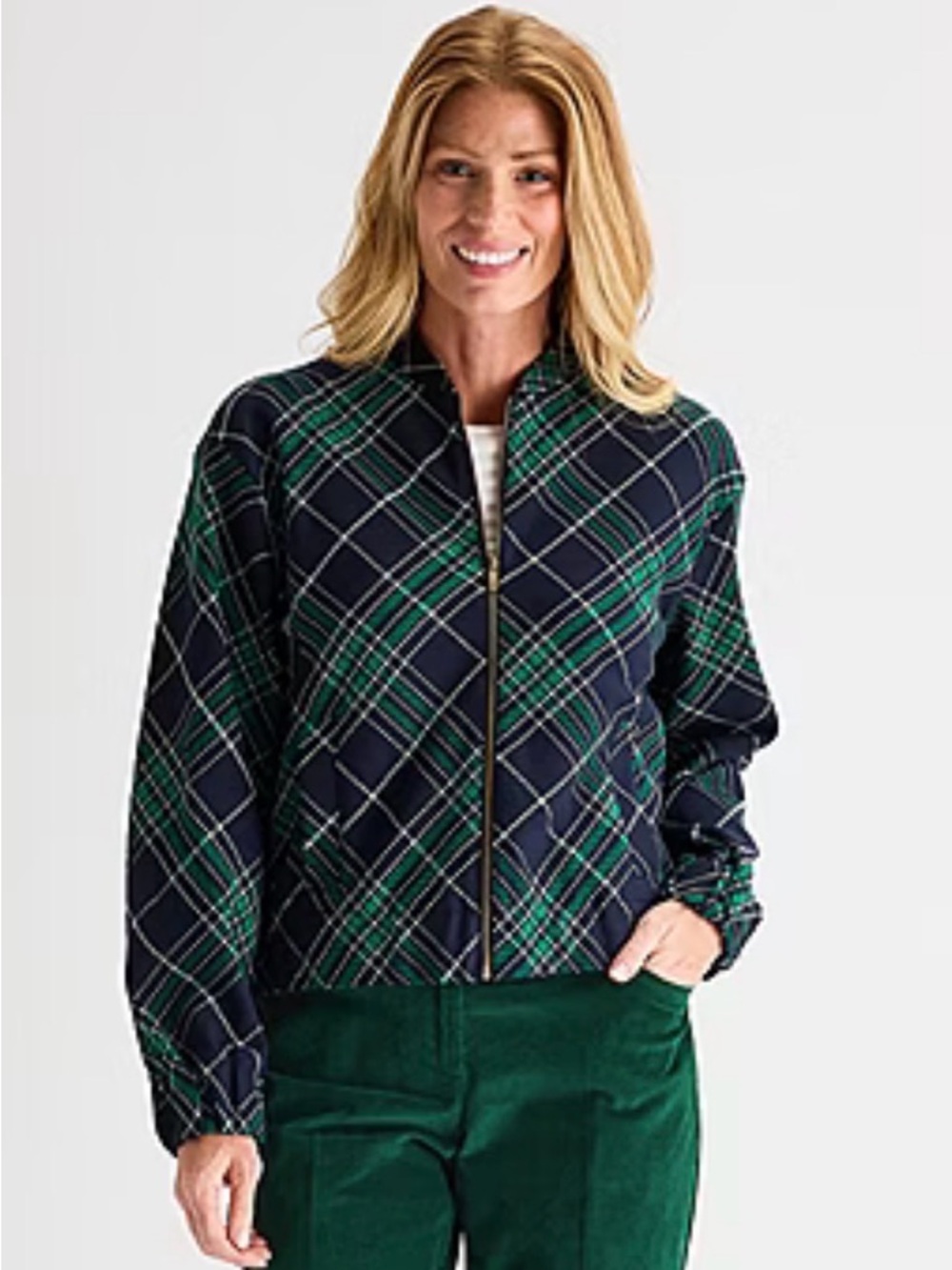 Liz Claiborne Women’s Bomber Jacket Plaid XL